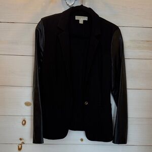 MICHAEL Michael Kors Black Blazer with Leather Sleeves